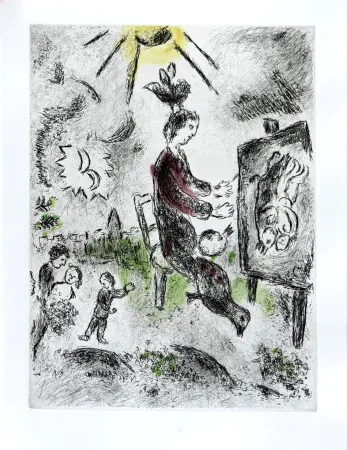 Aguafuerte Chagall - Celui qui dit les choses sans rien dire, Planche XVI