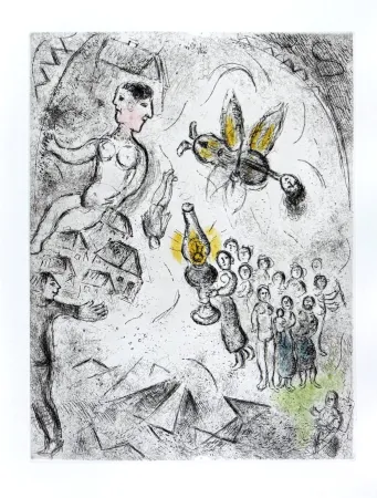 Aguafuerte Y Aguatinta Chagall - Celui qui dit les choses sans rien dire, Planche XVIII