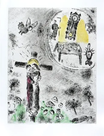 Aguafuerte Y Aguatinta Chagall - Celui qui dit les choses sans rien dire, Planche XX