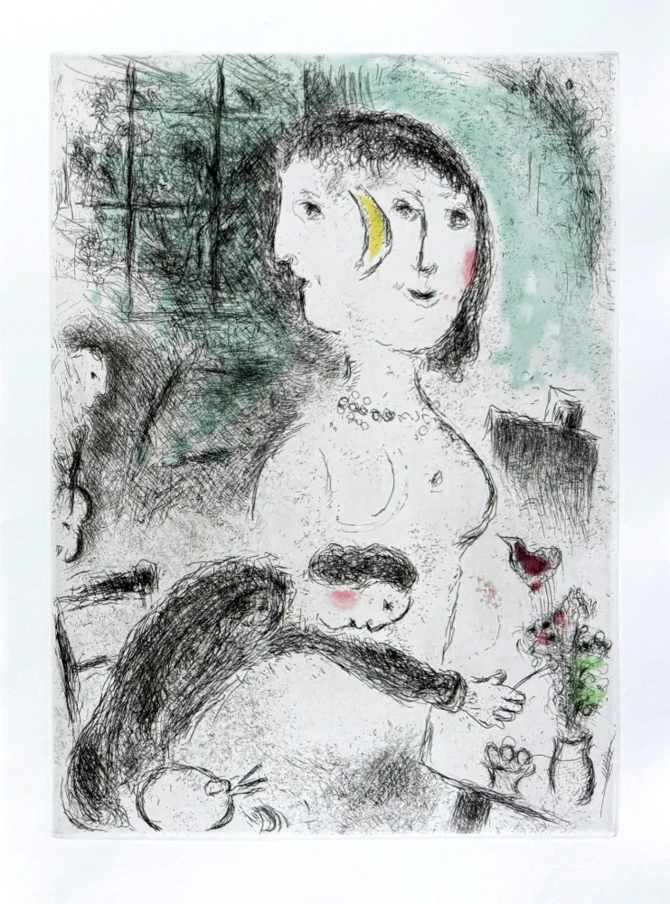 Aguafuerte Y Aguatinta Chagall - Celui qui dit les choses sans rien dire, Planche XXIII