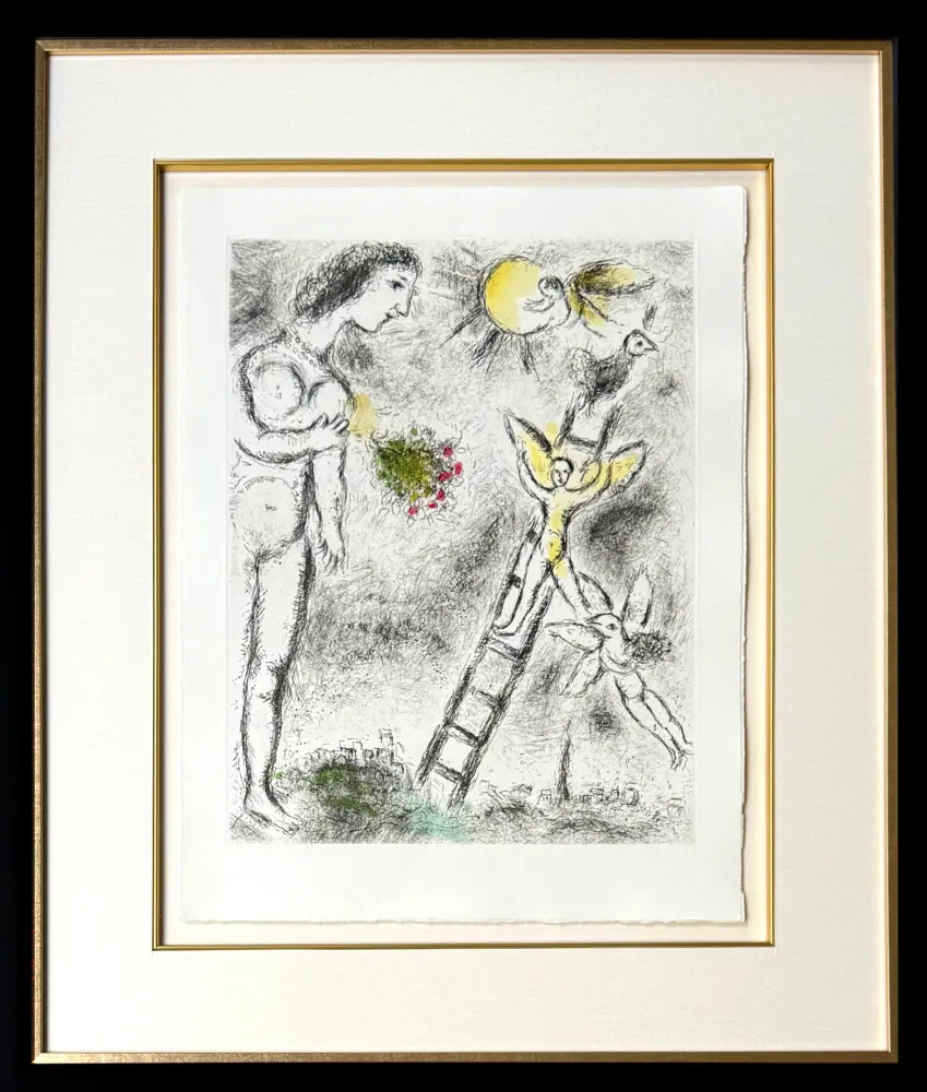 Aguafuerte Y Aguatinta Chagall - Celui qui dit les choses sans rien dire, Planche XXIV
