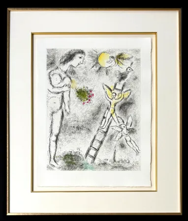 Aguafuerte Y Aguatinta Chagall - Celui qui dit les choses sans rien dire, Planche XXIV