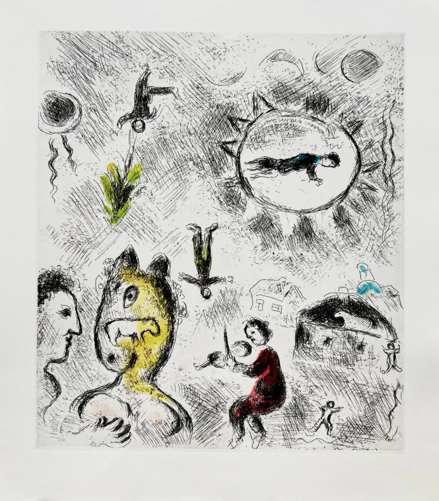 Aguafuerte Y Aguatinta Chagall - Celui qui dit les choses sans rien dire, Planche XXV