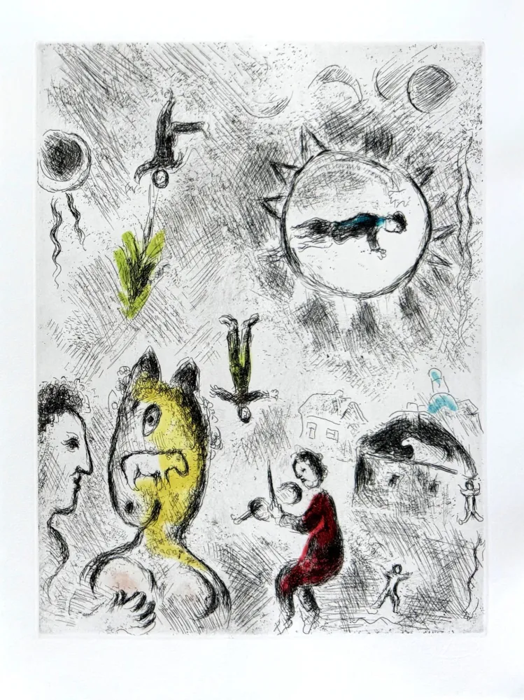 Aguafuerte Y Aguatinta Chagall - Celui qui dit les choses sans rien dire, Planche XXV