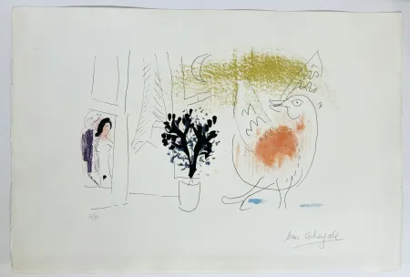 Litografía Chagall - Coq rouge. 1957