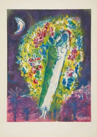 Litografía Chagall - Couple dans les Mimosas (Couple in Mimosa)