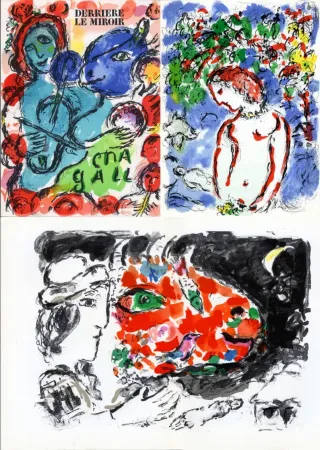 Libro Ilustrado Chagall - Derrière Le Miroir n° 198 - CHAGALL. 3 LITHOGRAPHIES ORIGINALES. Exemplaire signé par Chagall et Aragon (1972)