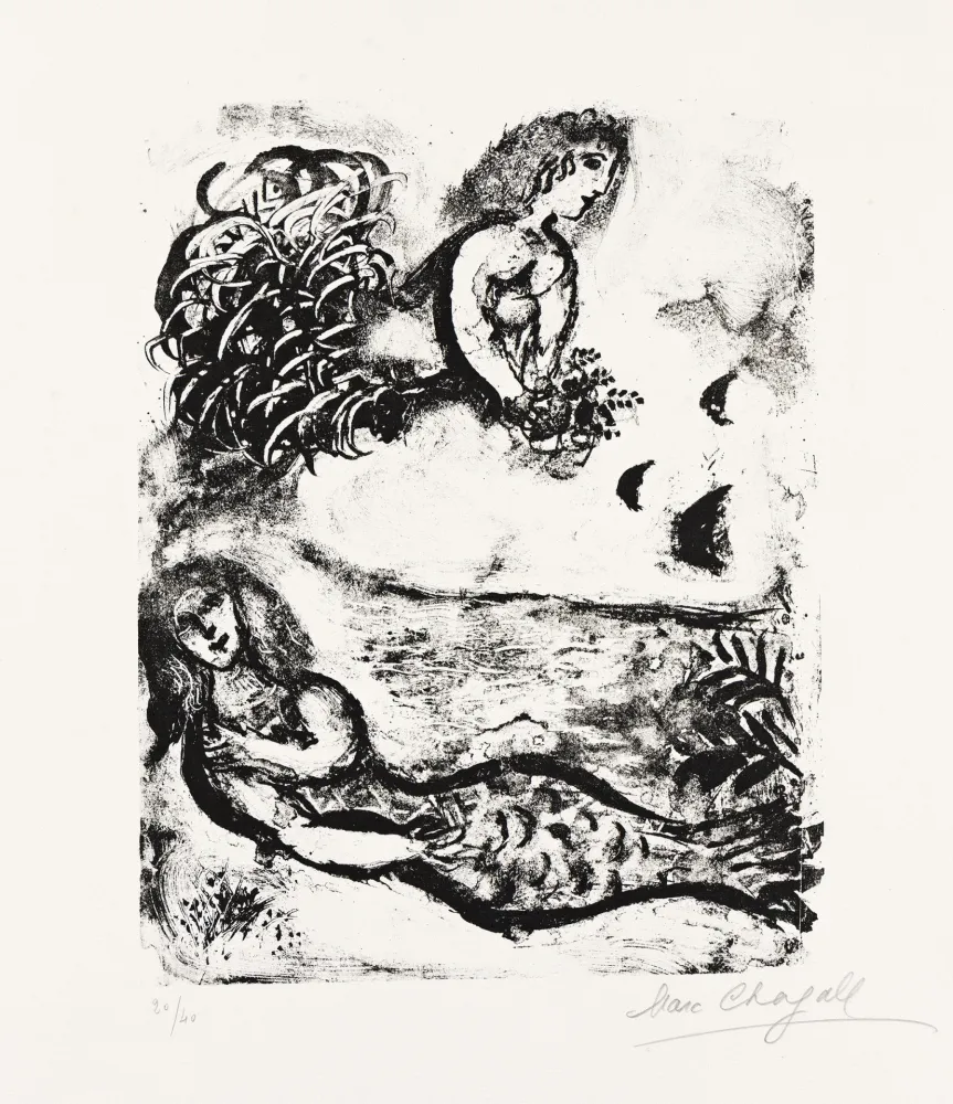Litografía Chagall - Deux Sirènes (Two Sirens)