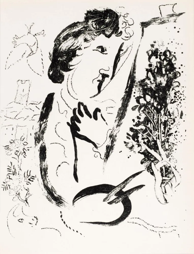 Litografía Chagall - Devant le tableau  