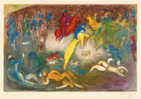 Litografía Chagall - Enlèvement de Chloé (Chloe is carried off by the Methymneans)