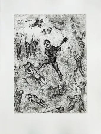 Aguafuerte Chagall - Et sur la terre