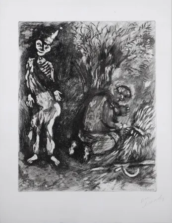 Grabado Chagall - Fables de la Fontaine : La mort et le bucheron, 1952