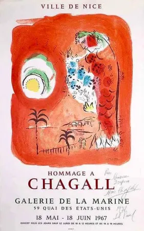 Litografía Chagall - Hand-Signed - The Red Siren / La Baie des Anges