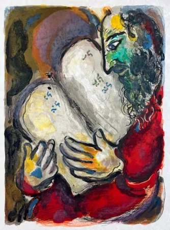 Litografía Chagall - He wrote in the Tables the wordes of the covenant, even the Ten Commandments