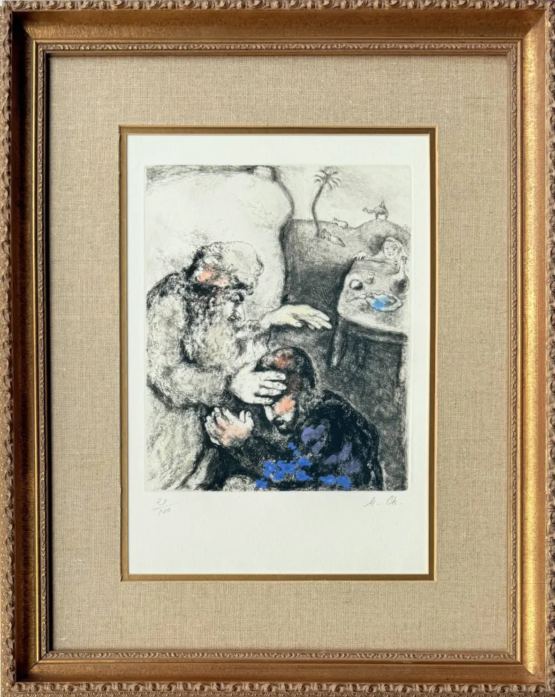 Aguafuerte Chagall - Jacob Blessed By Isaac