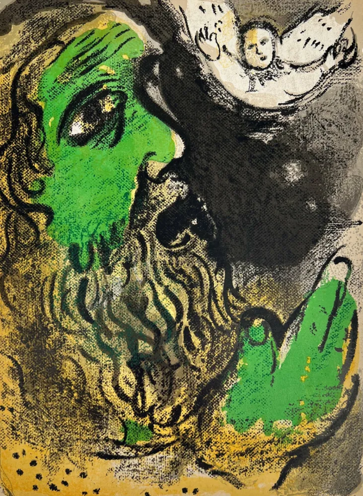 Litografía Chagall - Job Praying