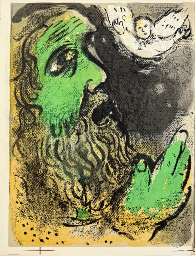 Litografía Chagall - Job Praying & Job in Despair