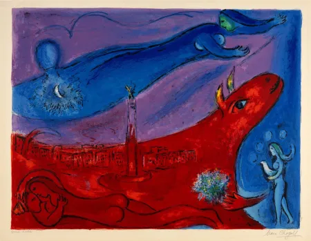 Litografía Chagall - La Bastille