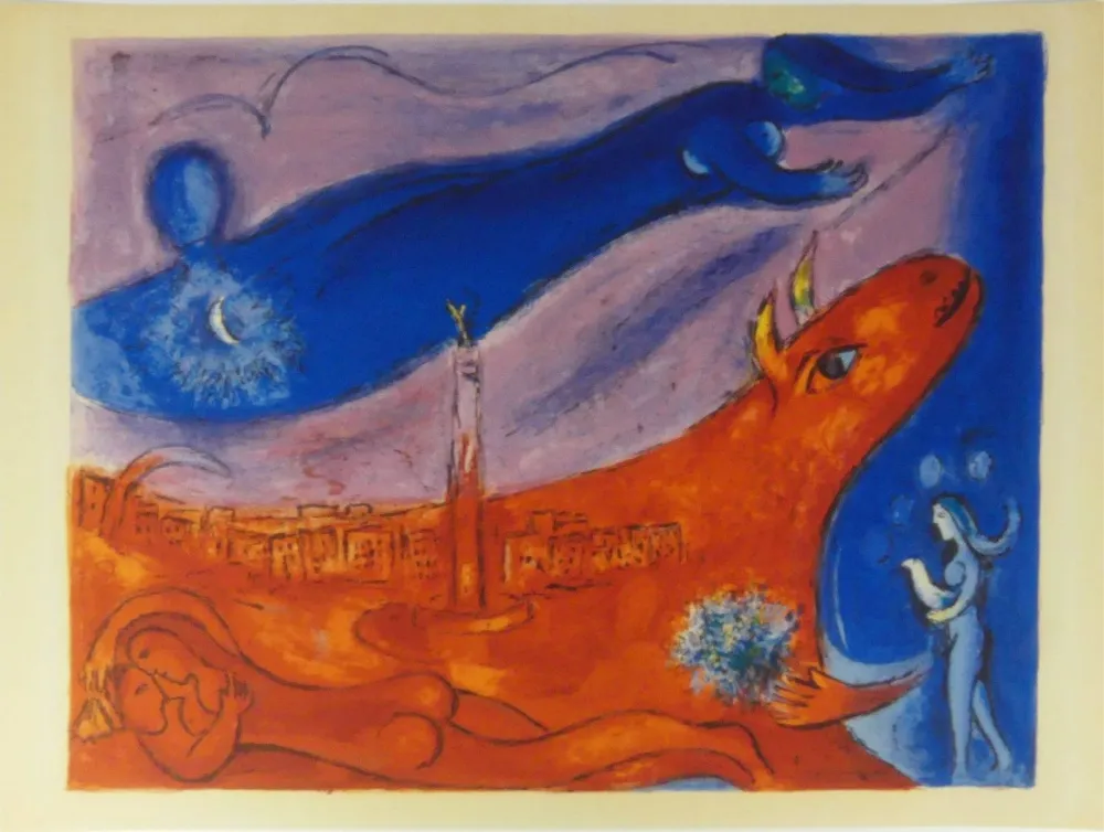 Litografía Chagall - La Bastille (The Bastille)