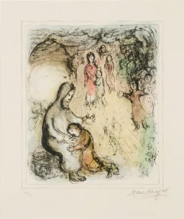 Litografía Chagall - La Bénédiction de Jacob