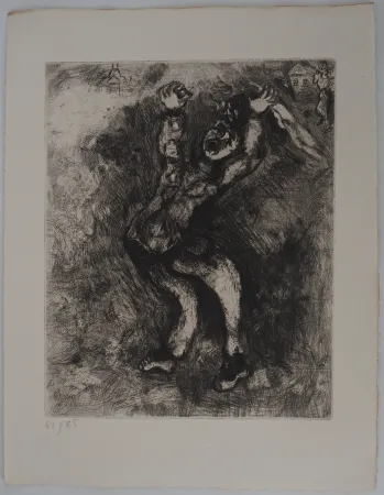 Grabado Chagall - La folie (Le fou qui vend la sagesse)