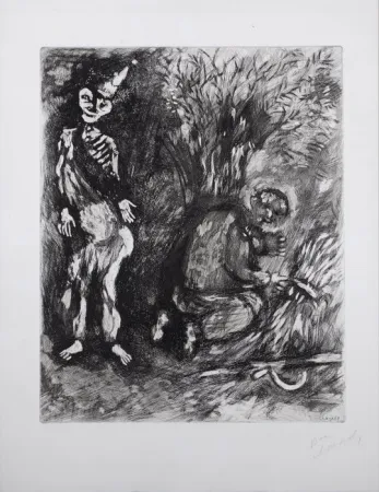 Aguafuerte Y Aguatinta Chagall - La mort et le bûcheron (Death and the Woodcutter, from the fables of La Fontaine)