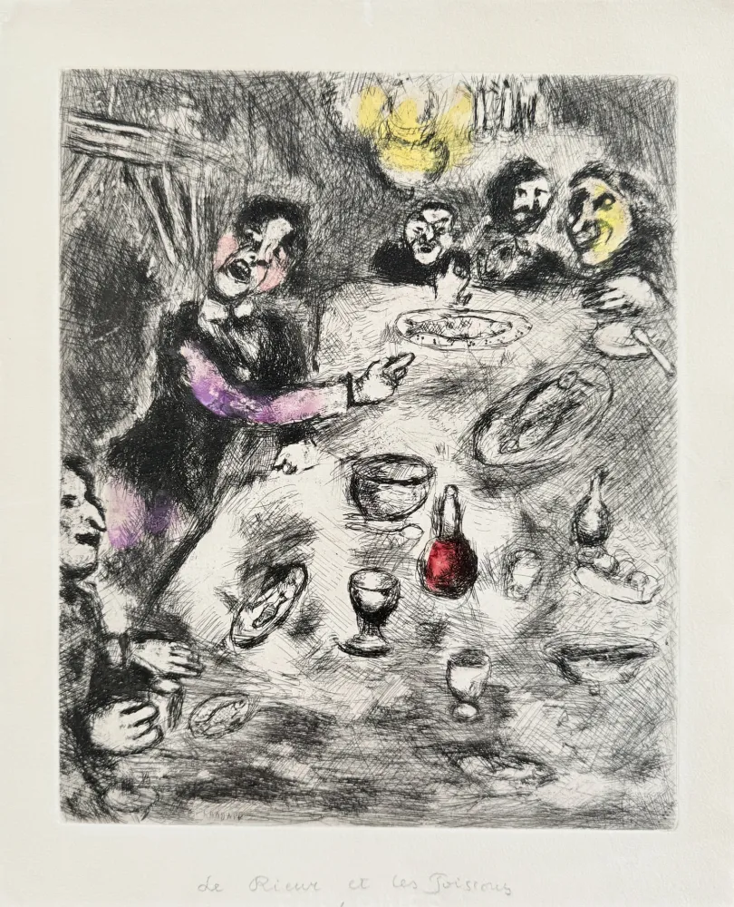 Aguafuerte Chagall - La Rieur et Les Poissons