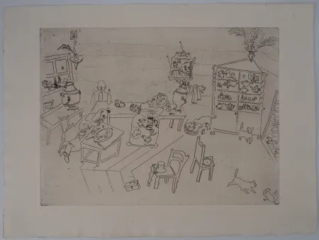 Grabado Chagall - La taverne russe (Repas dans le traktir)