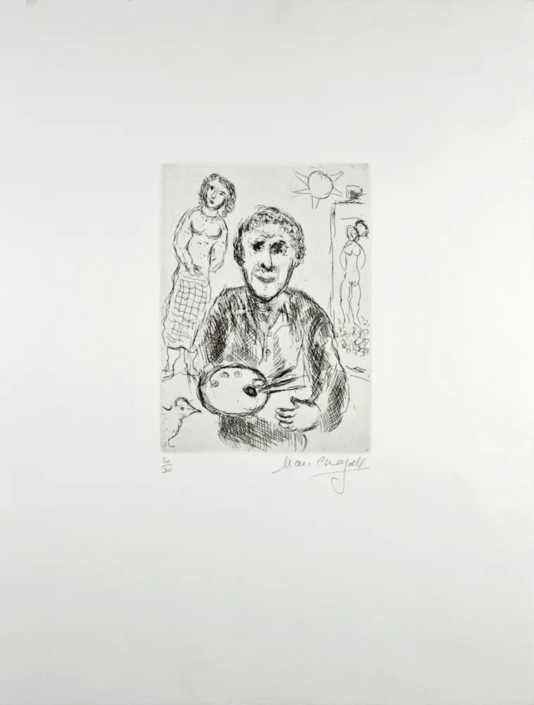 Grabado Chagall - L’Artiste et son modèle