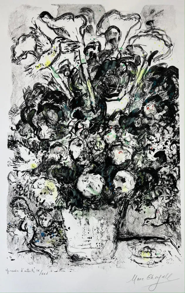 Litografía Chagall - LE BOUQUET BLANC