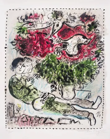 Litografía Chagall - Le bouquet du peintre (The Painter’s Bouquet)