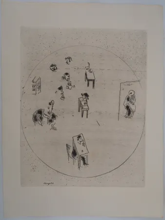 Grabado Chagall - Le bureau des contrats