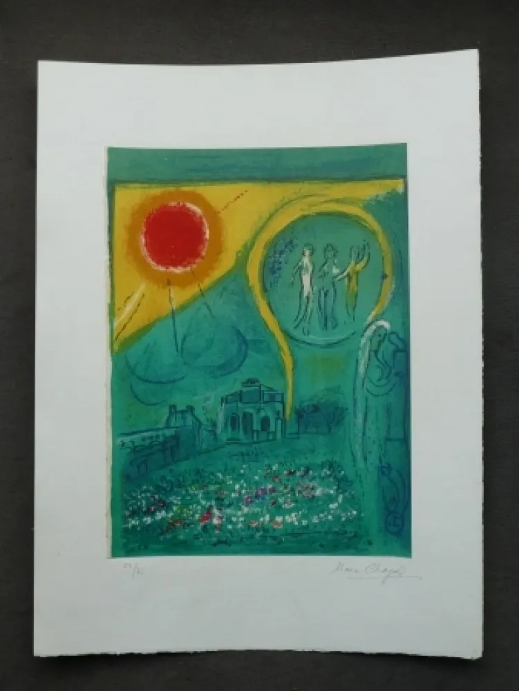 Litografía Chagall - Le Carrousel du Louvre , 1954