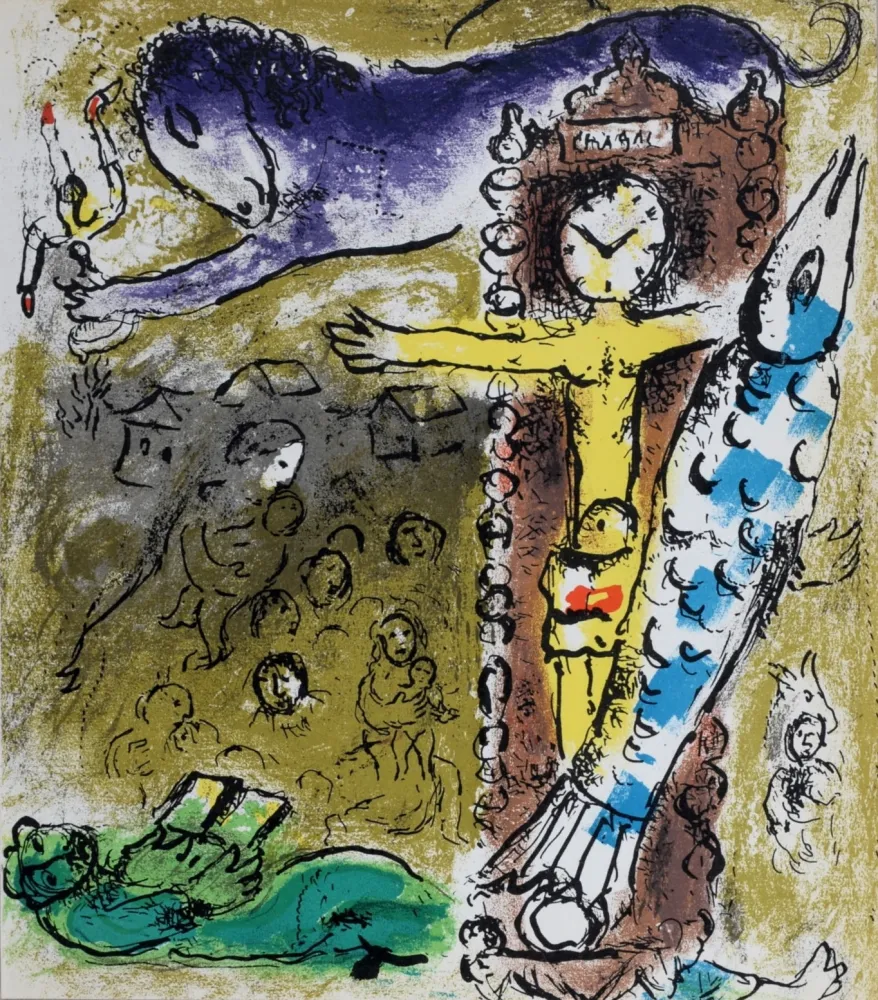Litografía Chagall - Le Christ à l'horloge