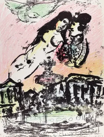 Litografía Chagall - Le ciel amoureux 1963