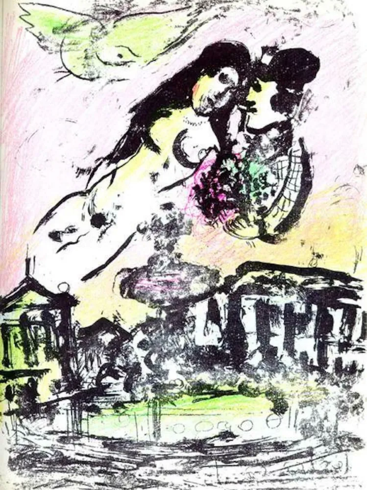 Litografía Chagall - Le Ciel de la Place de la Concorde M. 393