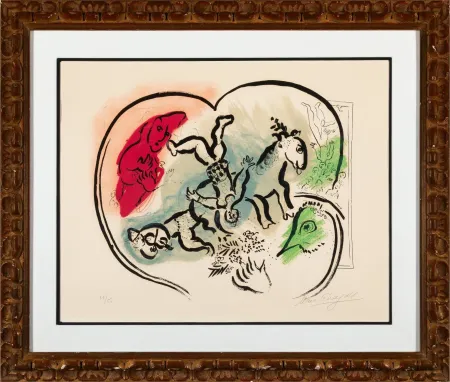 Litografía Chagall - Le coeur de cirque (The Heart of the Circus)