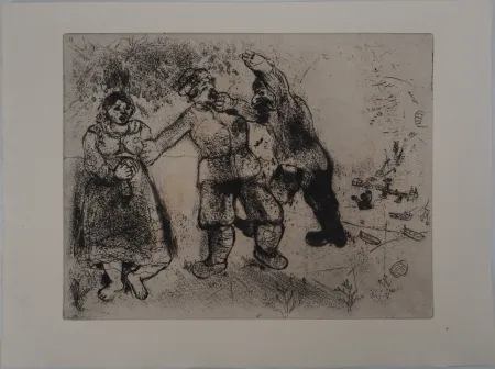 Grabado Chagall - Le conflit (Grigori va-toujours-et-tu-n'arriveras-pas)