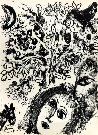 Litografía Chagall - Le Couple Devant L’Arbre  