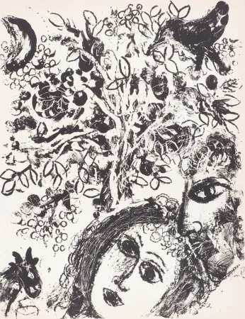 Litografía Chagall - Le Couple Devant L’Arbre