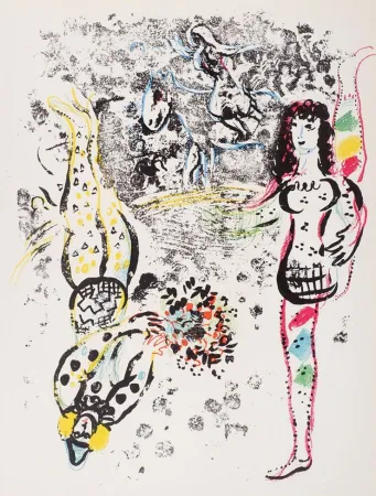 Litografía Chagall - Le jeu des acrobates