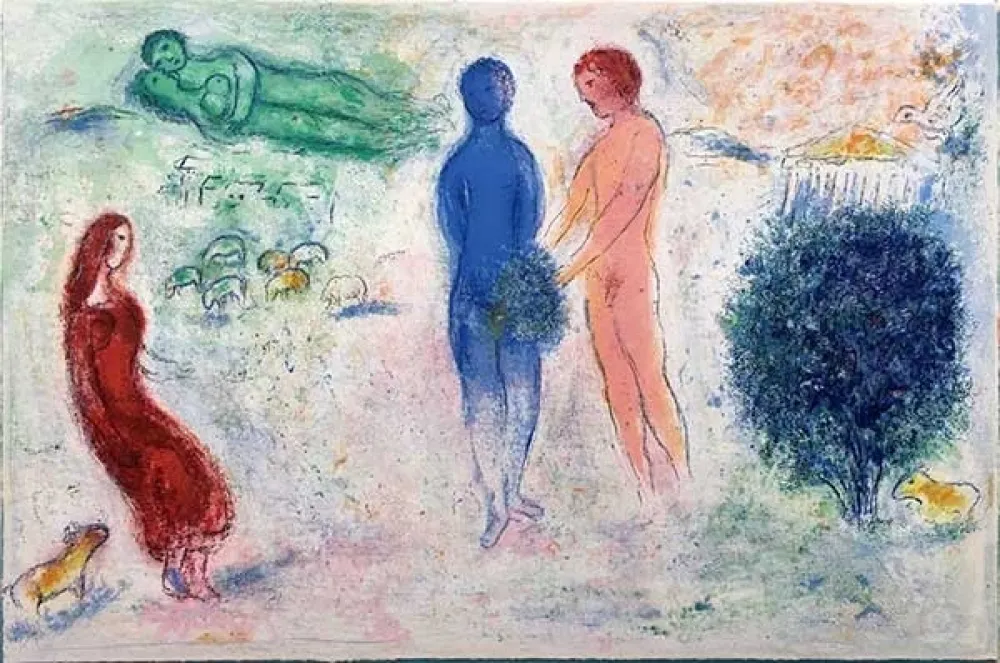 Litografía Chagall - Le jugement de Chloé