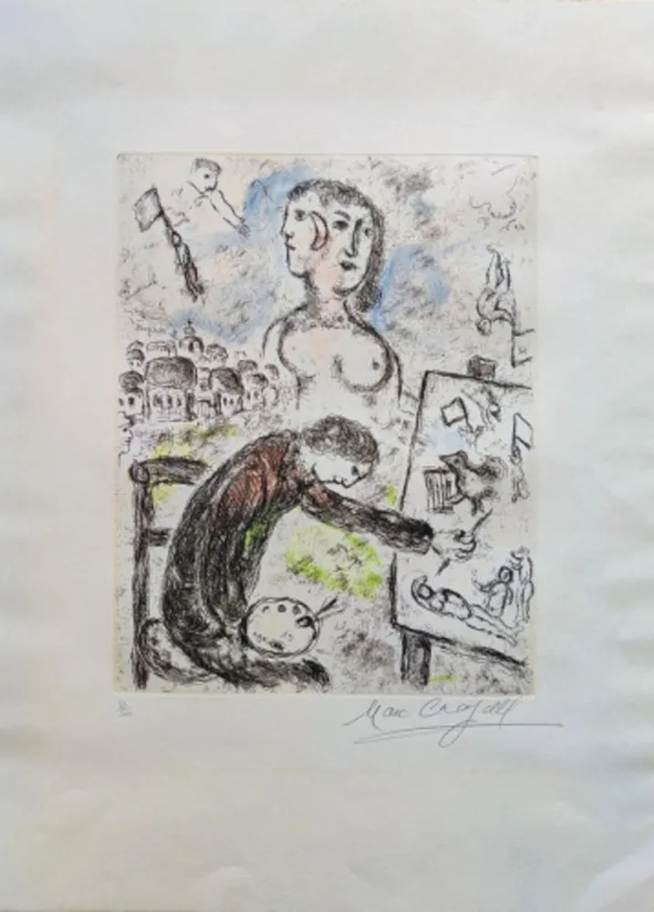 Aguafuerte Y Aguatinta Chagall - Le Peintre, from Songes (cf. C. books 112)