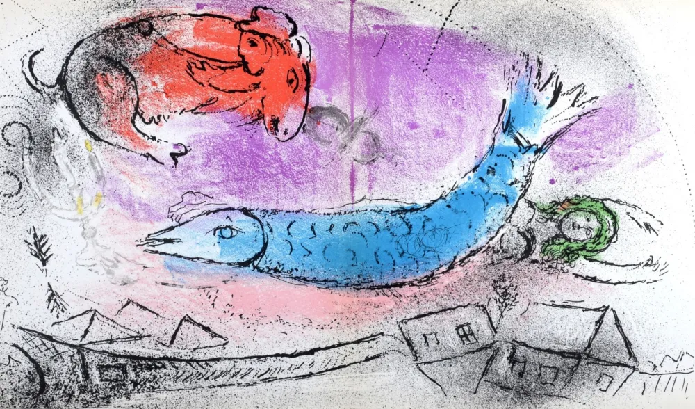 Litografía Chagall - Le Poisson Bleu