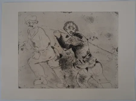 Grabado Chagall - Le retour de pêche (Les haleurs)
