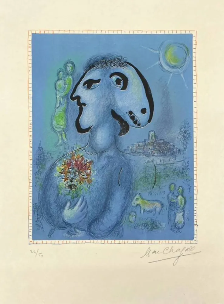 Litografía Chagall - Le village bleu