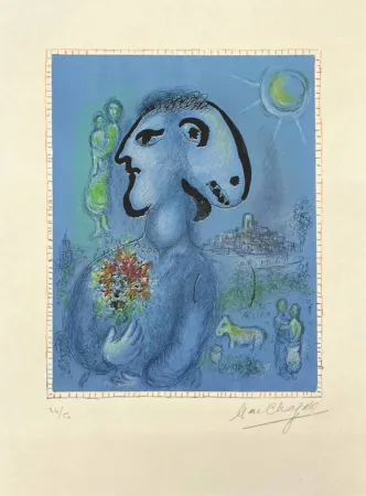 Litografía Chagall - Le village bleu
