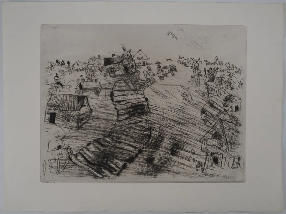 Grabado Chagall - Le village de Pliouchkine