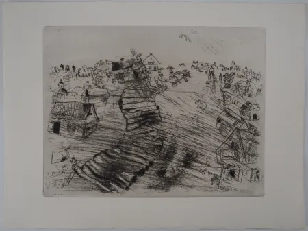 Grabado Chagall - Le village de Pliouchkine