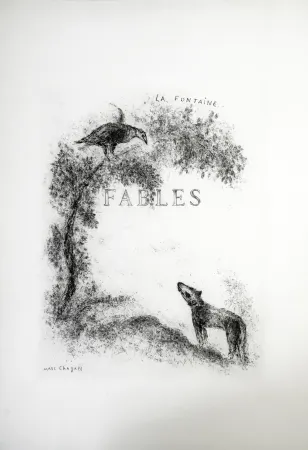 Aguafuerte Chagall - LES FABLES DE LA FONTAINE (Couverture gravée du tome 1). 1952